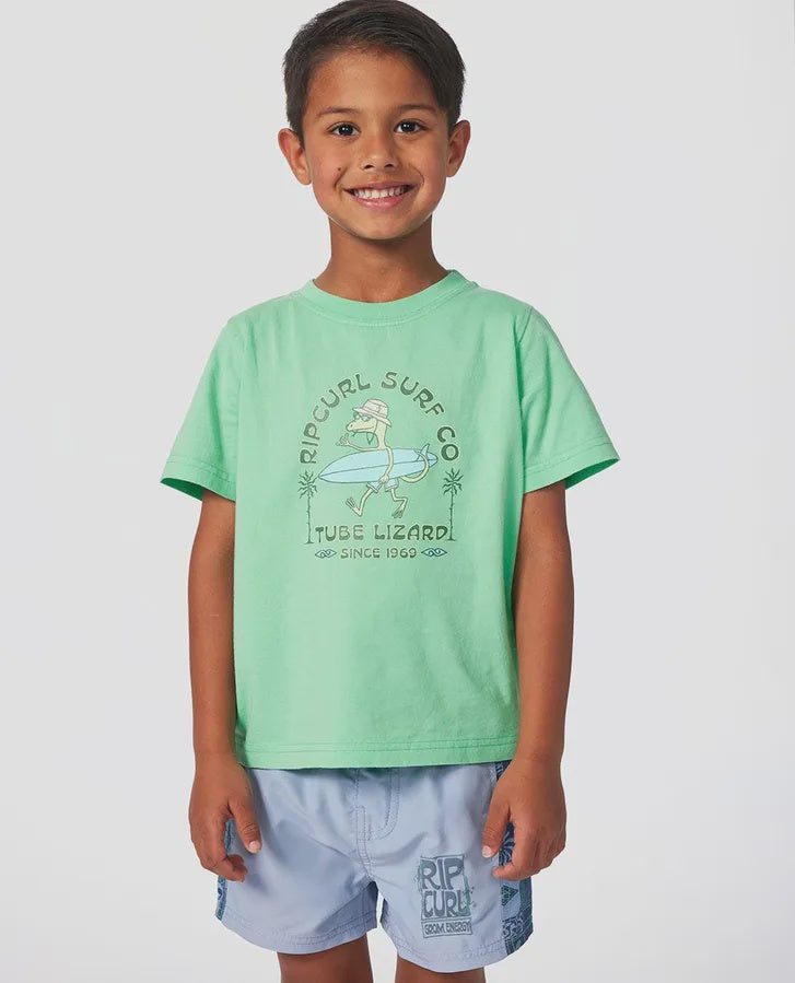 RIPCURL GROM ENERGY LIZARD TEE - NEON GREEN