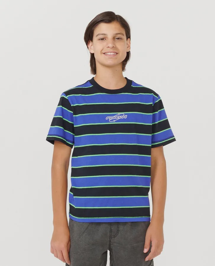 RIPCURL BOYS ARCHIVE STRIPE TEE - WILD BERRY