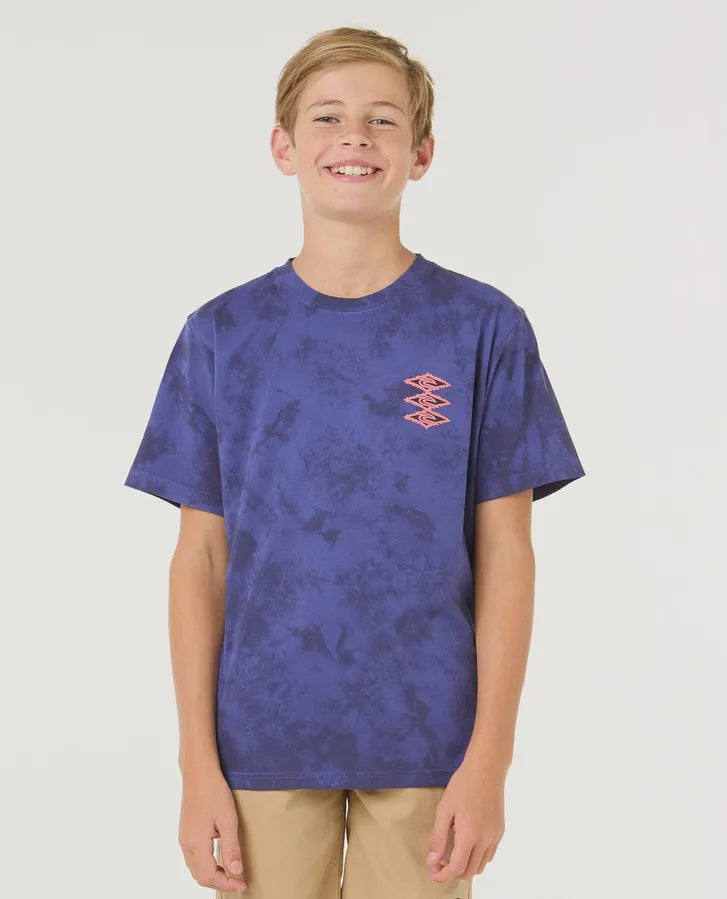 RIPCURL BOYS RAW ENERGY TIE DYE TEE - WILD BERRY