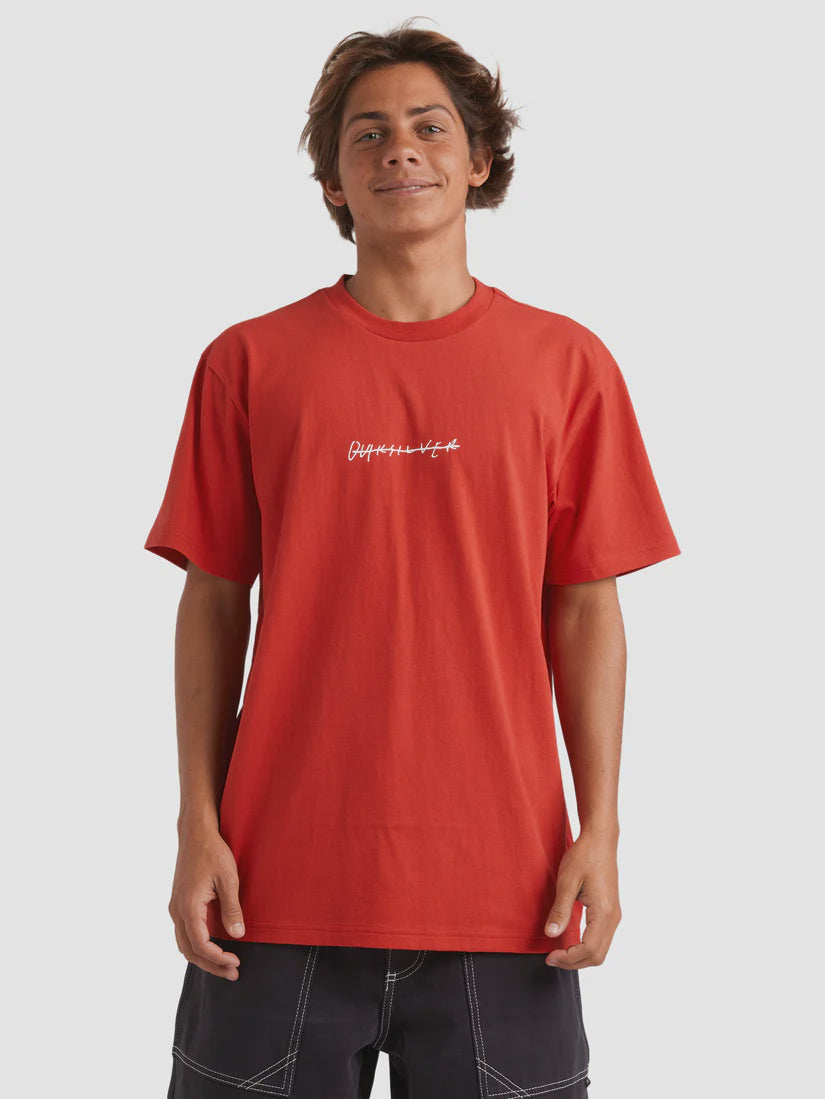 QUIKSILVER RUSHED LOGO DNA TEE - SALSA