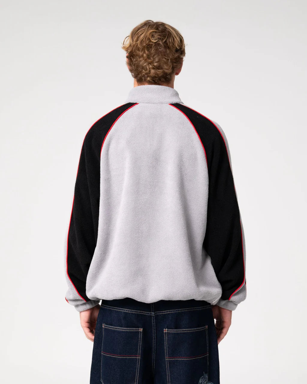 RUSTY PIMP MY TIDES ZIP THROUGH SHERPA FLEECE - STONE GREY