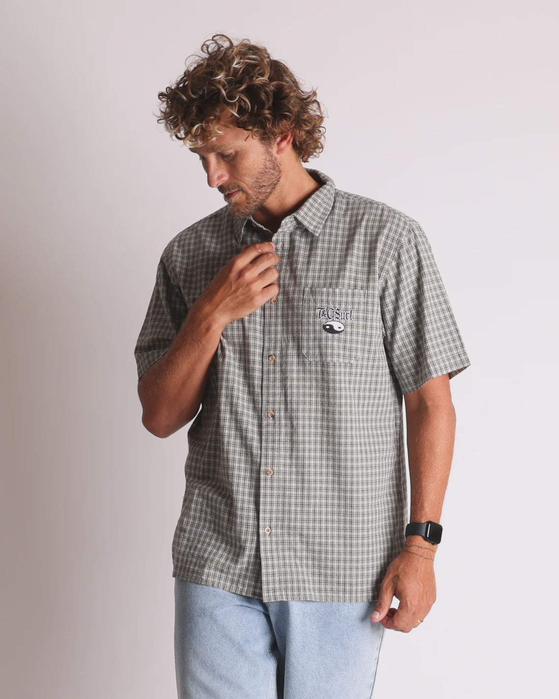 T&C TRANSIT SHORT SLEEVE SHIRT - GREY ON SALE $50