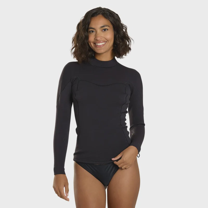XCEL WOMENS COMP 1.5MM LONG SLEEVE TOP - BLACK