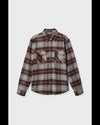 BRIXTON BOWERY L/S FLANNEL - RED BROWN GREY WASHED NAVY