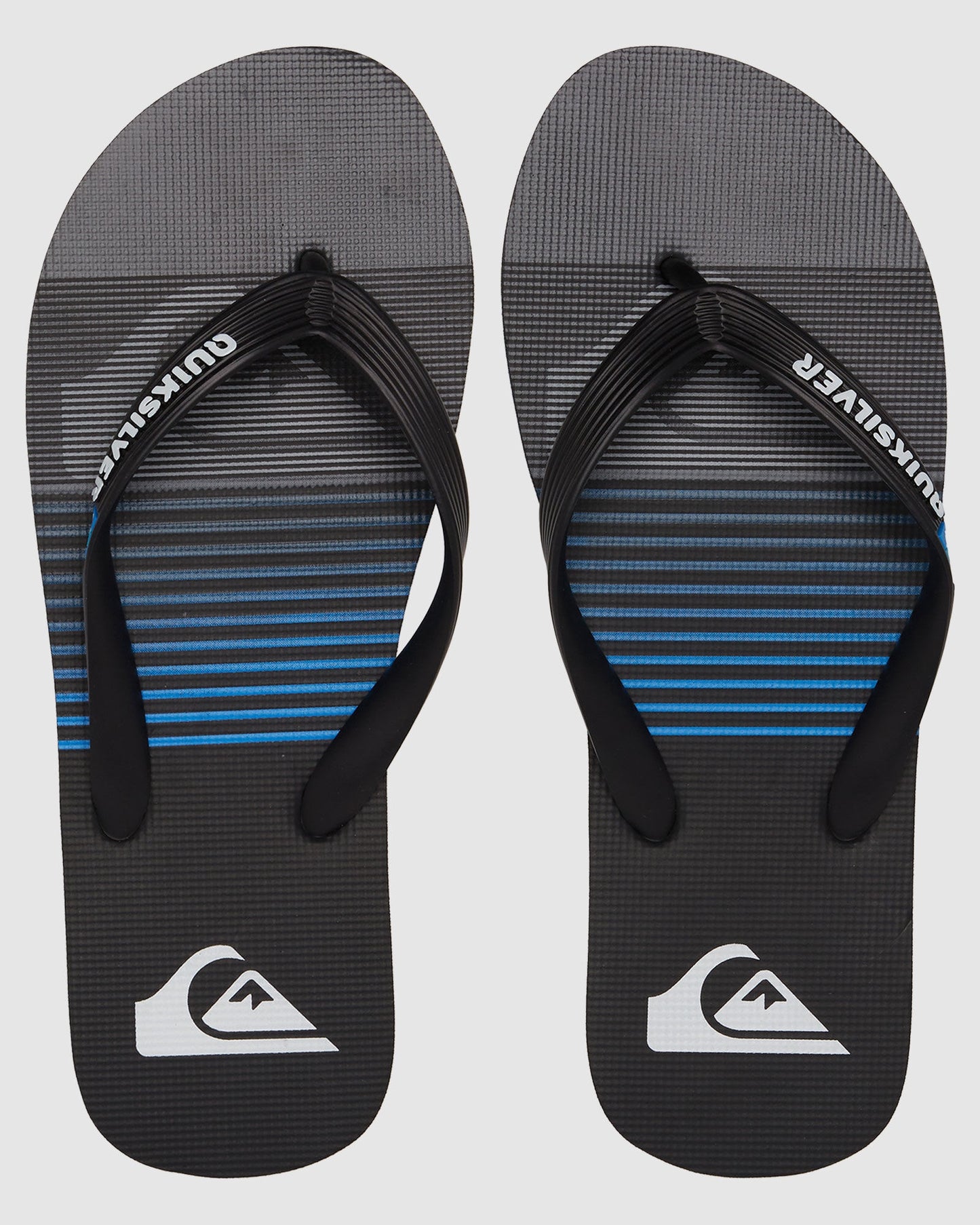 QUIKSILVER MOLOKAI SLAB THONG -BLACK/AQUA BLUE STRIPES on sale $15