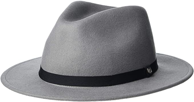 BRIXTON MESSER PACKABLE FEDORA HAT ADJUSTABLE - GREY