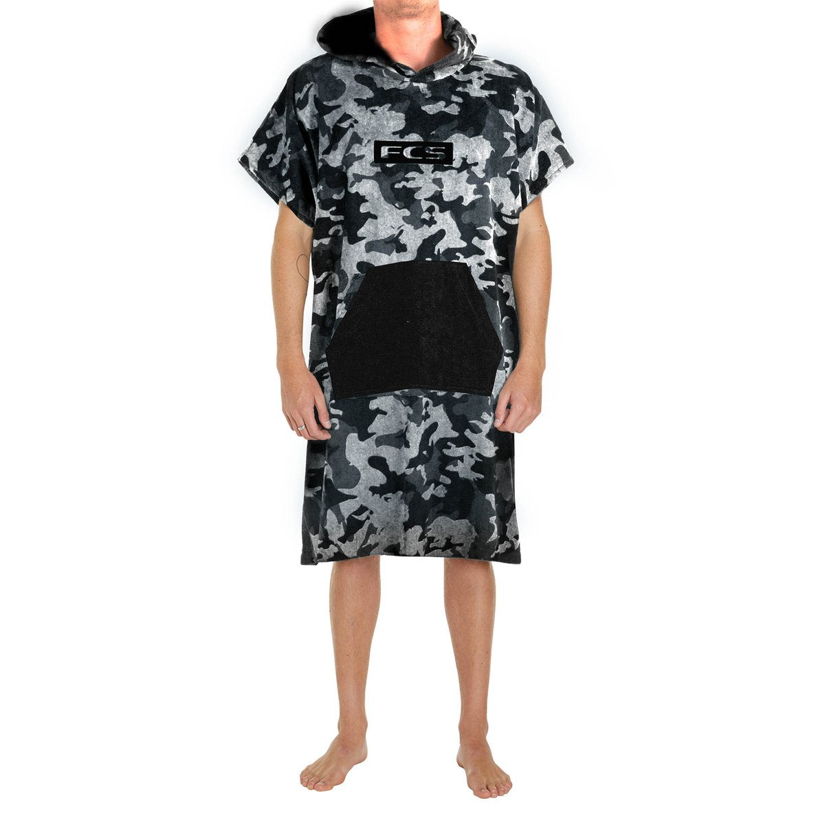 FCS YOUTH PONCHO TOWEL - GREY CAMO/BLACK