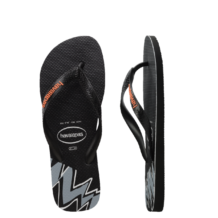 HAVAIANAS KIDS TOP PRINT SPLICE - BLACK/BLACK/BEGONIA ORANGE
