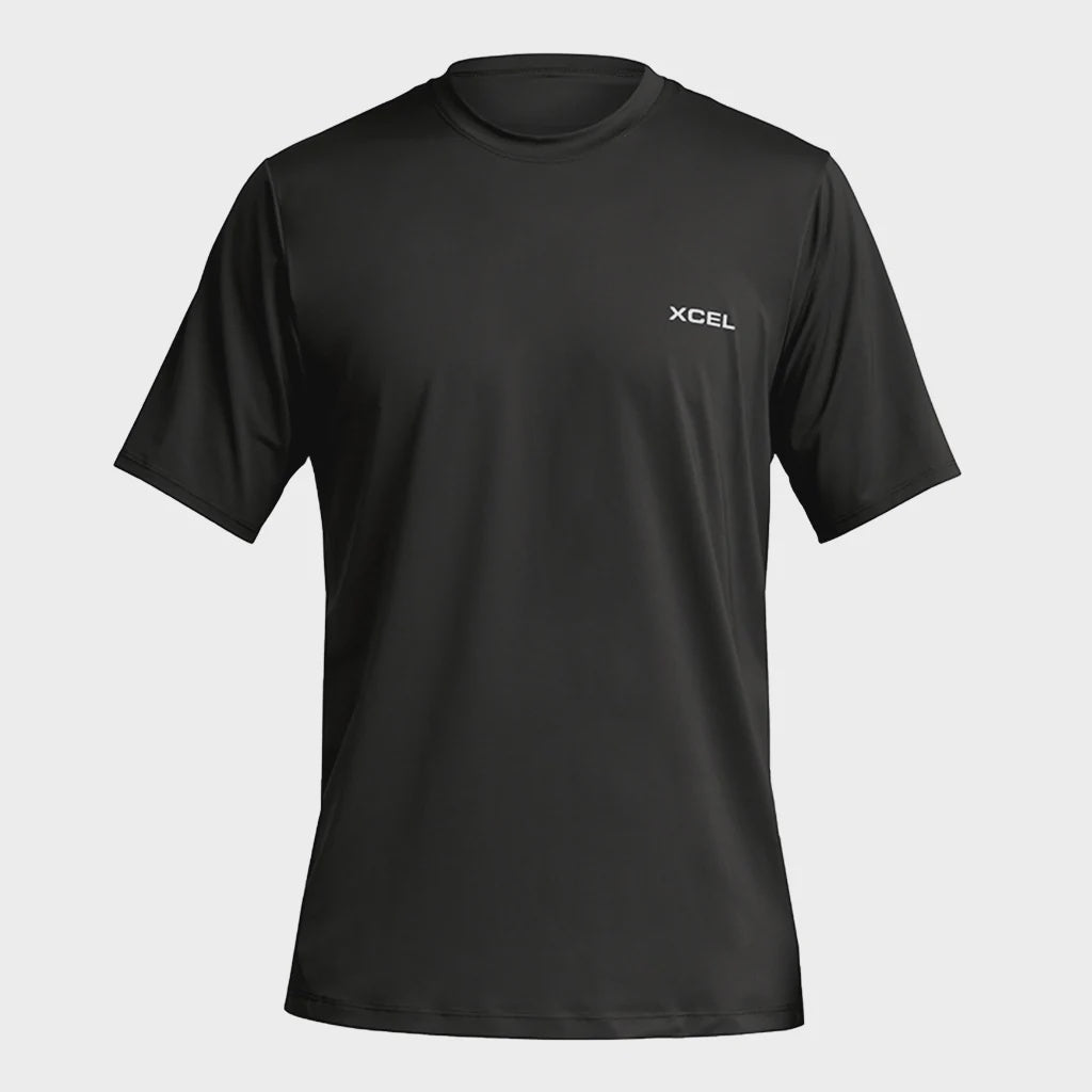 XCEL MENS PREMIUM STRETCH SHORT SLEEVE RELAXED FIT UV RASHIE TOP BLACK
