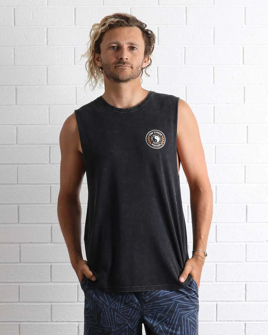 T&C BANZAI MUSCLE TEE - ACID BLACK
