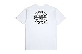 BRIXTON OATH S/S STANDARD MENS TEE - WHITE / BLACKLOGO