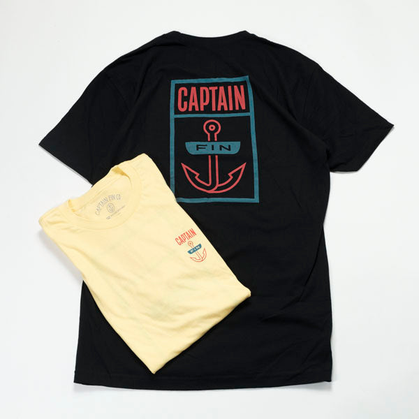 CAPTAIN FIN BOXED HOOK SS MENS TEE - BLACK