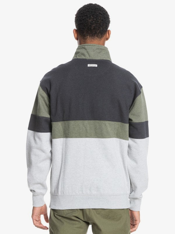 QUIKSILVER MENS COLORBLOCK RECYCLED FLEECE SWEAT SHIRT - GREY - SALE