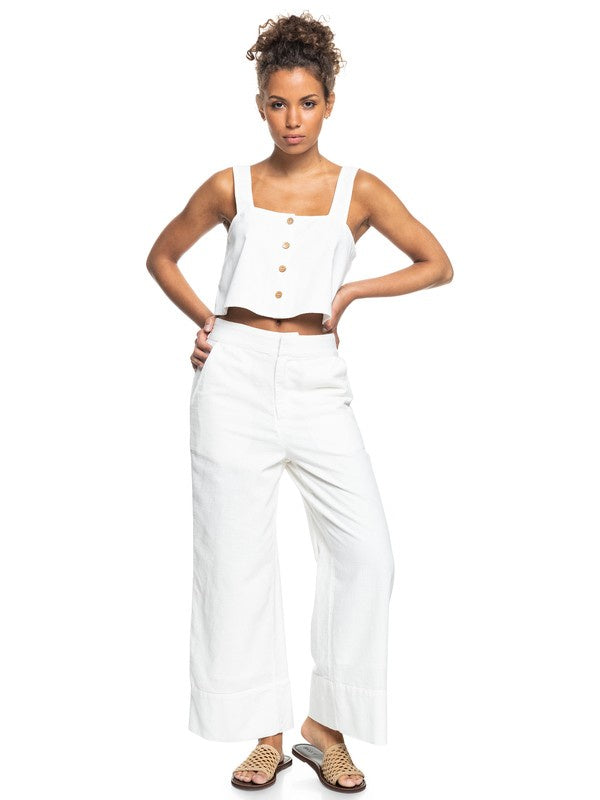 ROXY WOMENS LONG TIME HOPE WIDE LEG PANTS - SALE ($99.99 TO $69.99) - SNOW WHITE