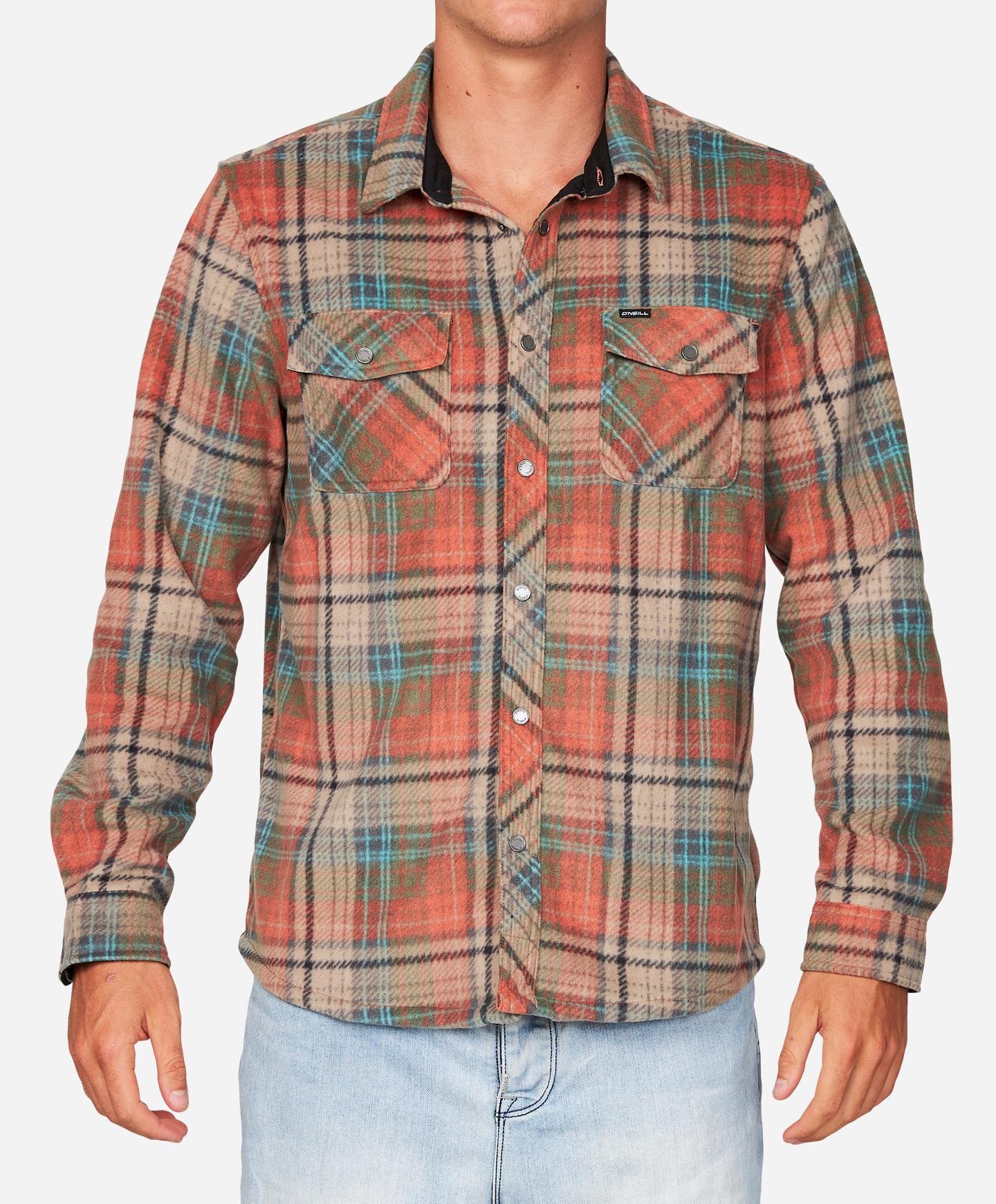 SALE NO RETURNS - ONEILL GLACIER PLAID SUPERFLEECE SHIRT - CANYON CLAY