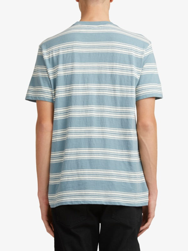 QUIKSILVER MENS SLUB LINES TEE - CITADEL BLUE