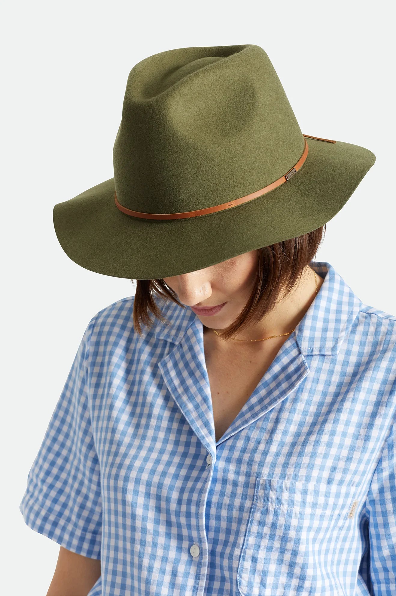 BRIXTON WESLEY FEDORA HAT - MILITARY OLIVE