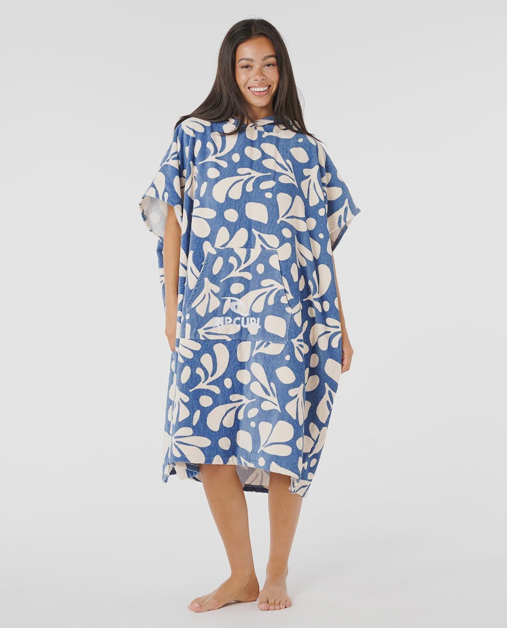 RIP CURL MIXED HOODED TOWEL - BLUE/NATURAL