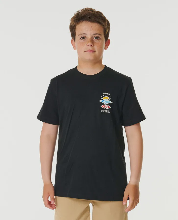 RIPCURL BOYS SEARCH ICON TEE - BLACK
