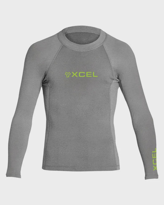 XCEL MENS PREMIUM STRETCH L/S PERFORMANCE FIT UV RASHIE TOP - HEATHER GREY
