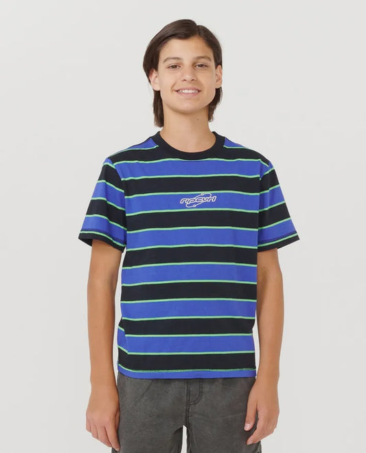 RIPCURL BOYS ARCHIVE STRIPE TEE - WILD BERRY