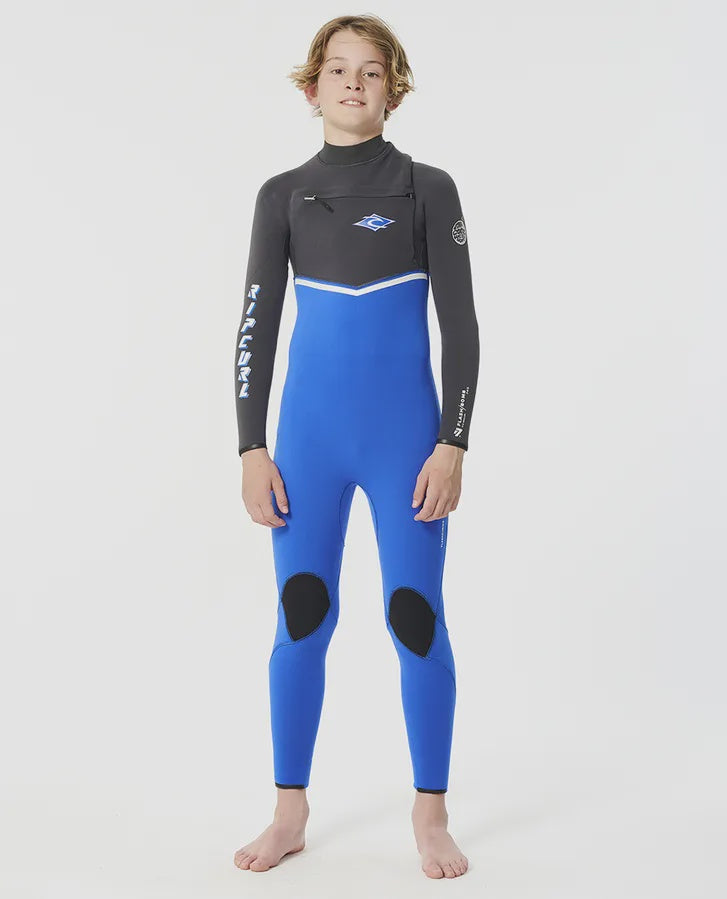 RIPCURL KIDS FLASHBOMB 3/2 CHEST ZIP WETSUIT - BLUE