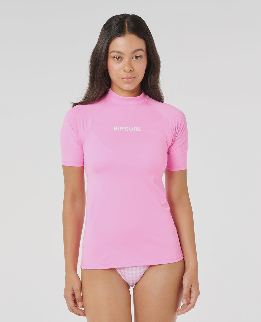 RIP CURL CLASSIC SURF SHORT SLEEVE UPF RASHGUARD - LIGHT PINK