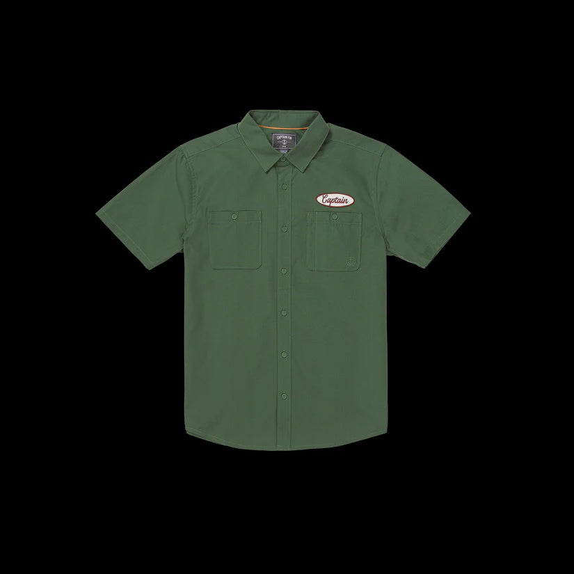 CAPTAIN GASLIGHT SS WOVEN SHIRT - CILANTRO GREEN