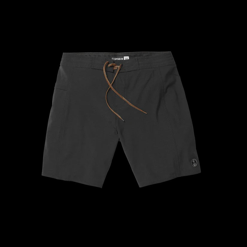 CAPTAIN KEYHOLE SOLID BOARD SHORTS - BLACK