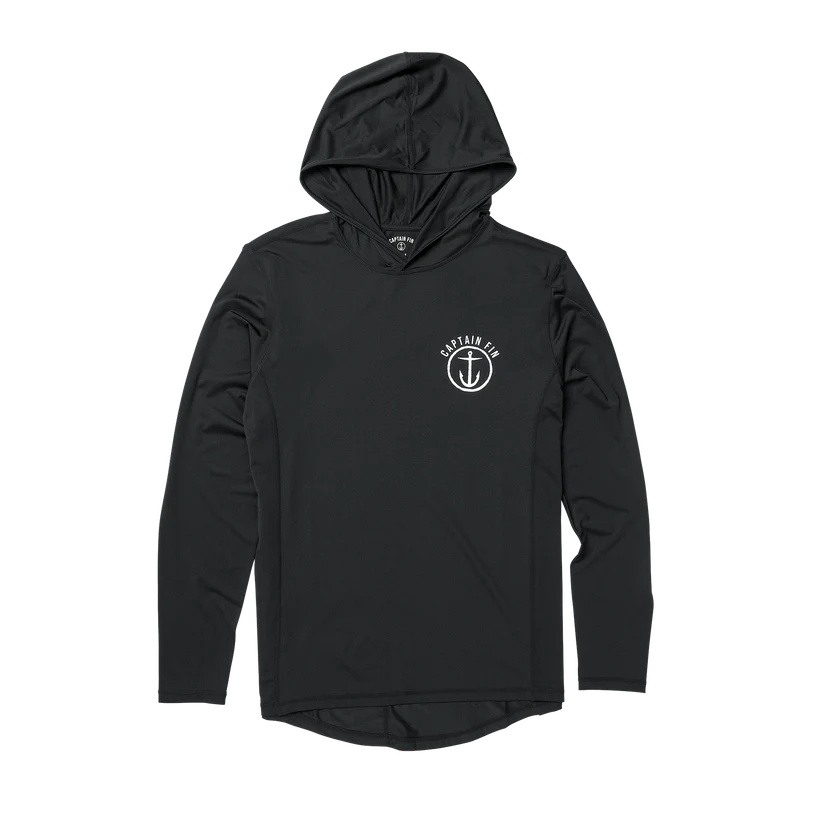 CAPTAIN FIN EARLY BOATER LS HOODED TEE - BLACK