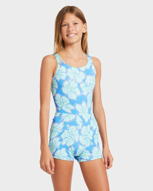 BILLABONG HAPPY HIBISCUS RETRO SURFSUIT - TIDAL BLUE