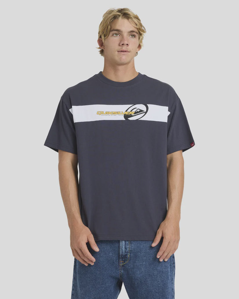 QUIKSILVER TILT PANEL KNIT T-SHIRT - BLACK WAVE