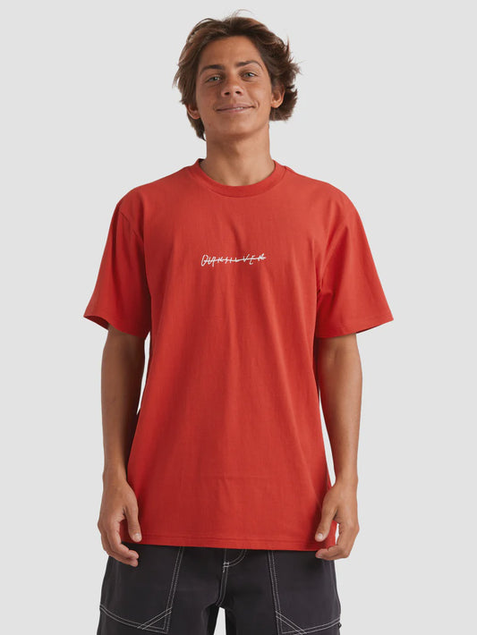 QUIKSILVER RUSHED LOGO DNA TEE - SALSA