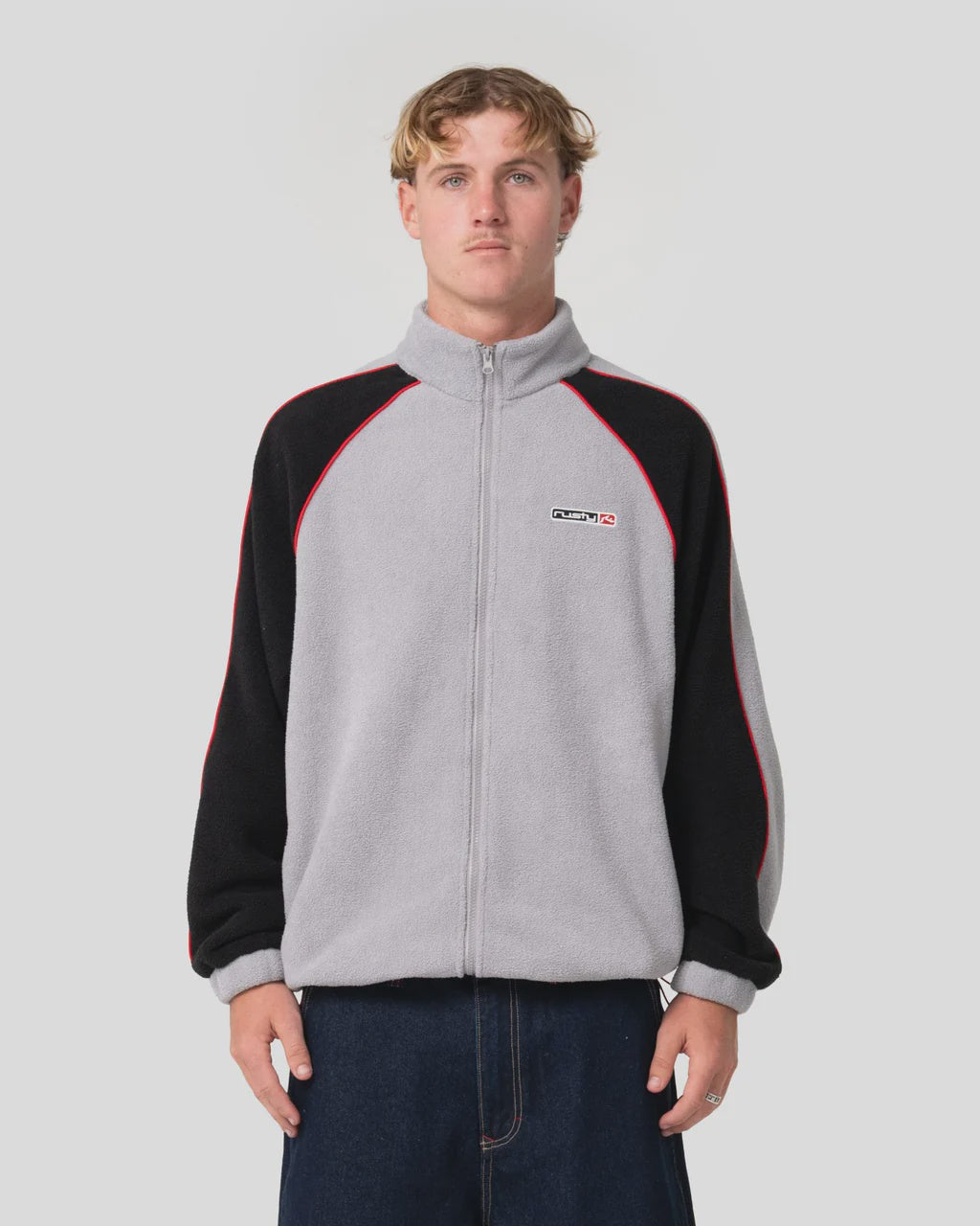 RUSTY PIMP MY TIDES ZIP THROUGH SHERPA FLEECE - STONE GREY