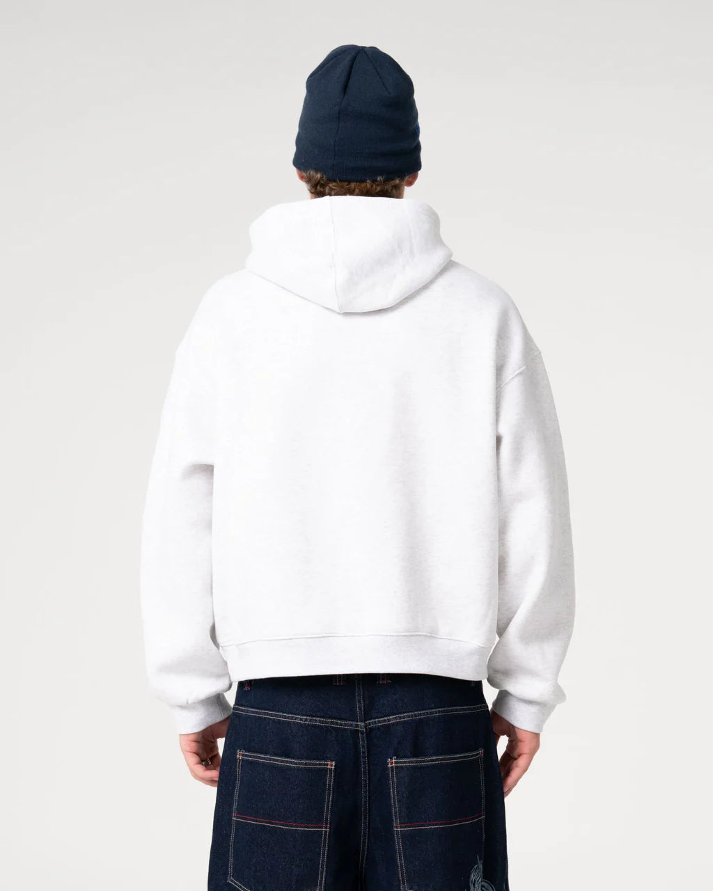 RUSTY BIG TICKET CROP FLEECE HOODIE - Ecru Marle