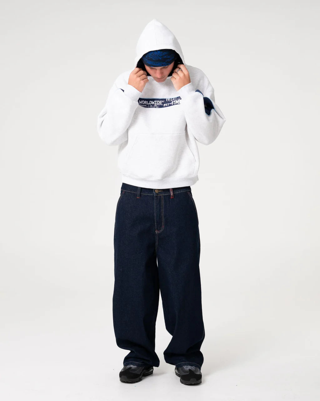 RUSTY BIG TICKET CROP FLEECE HOODIE - Ecru Marle