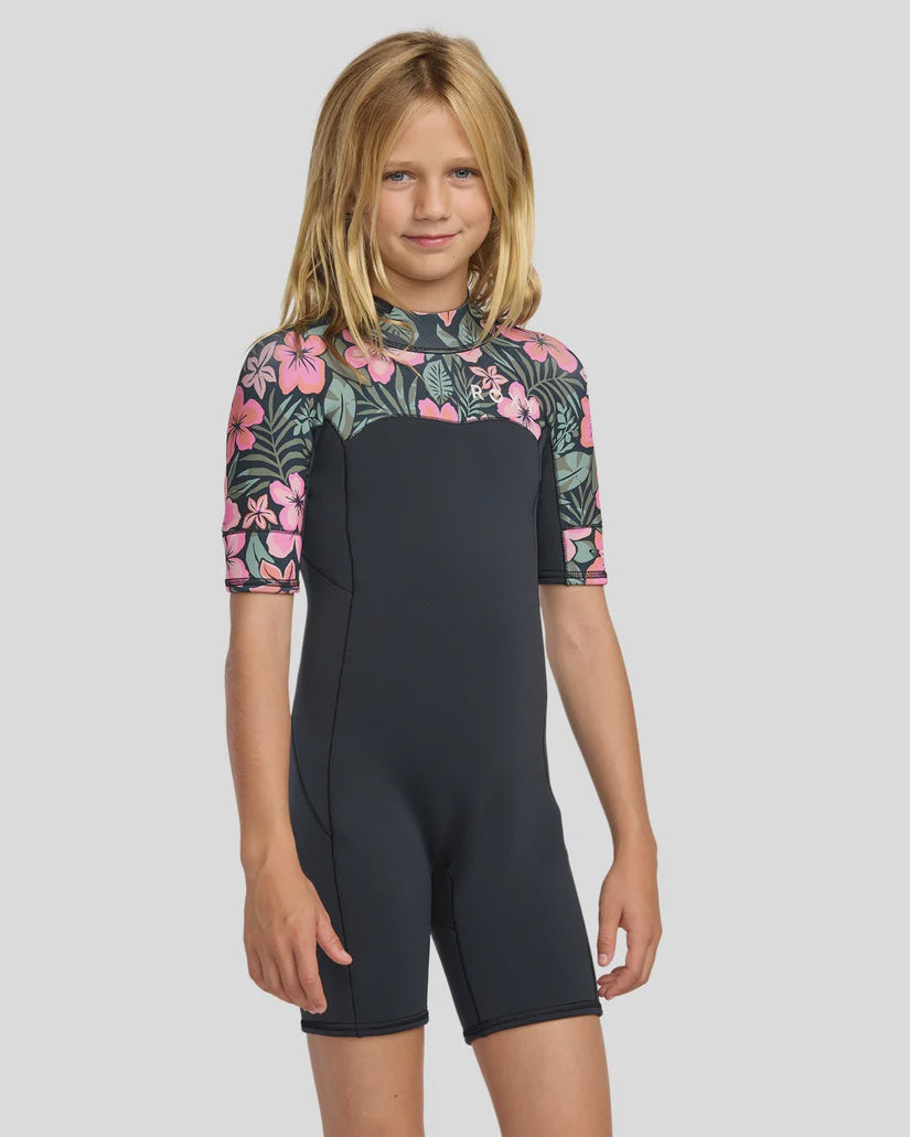 ROXY 2/2 GIRLS SWELL NATURAL SHORT SLEEVE SPRING - ELECTRIC PINK