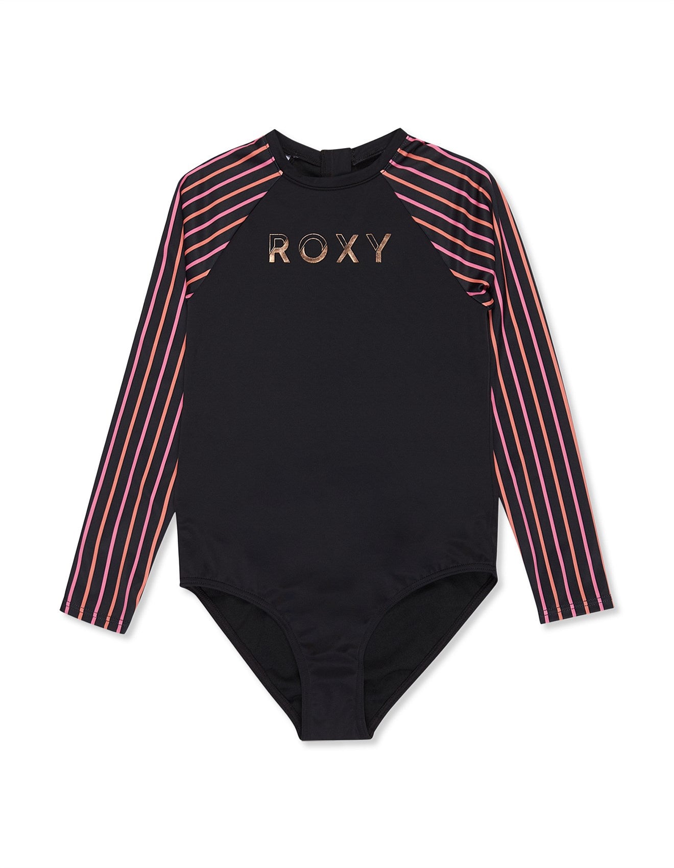 ROXY GIRLS ACTIVE STRIPE RG ONESIE - ANTHRACITE BOLD STRIPE