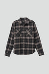 BRIXTON BOWERY LIGHTWEIGHT ULTRA SOFT FLANNEL - CHARCOAL/BLACK