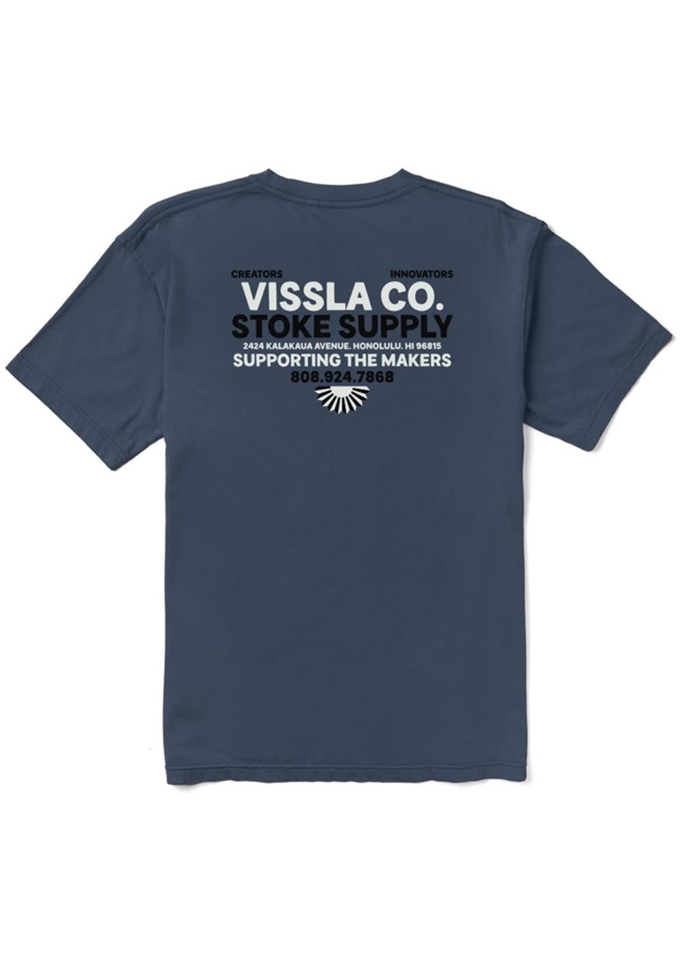 VISSLA STOKE SUPPLY ORGANIC SS TEE - NAVY