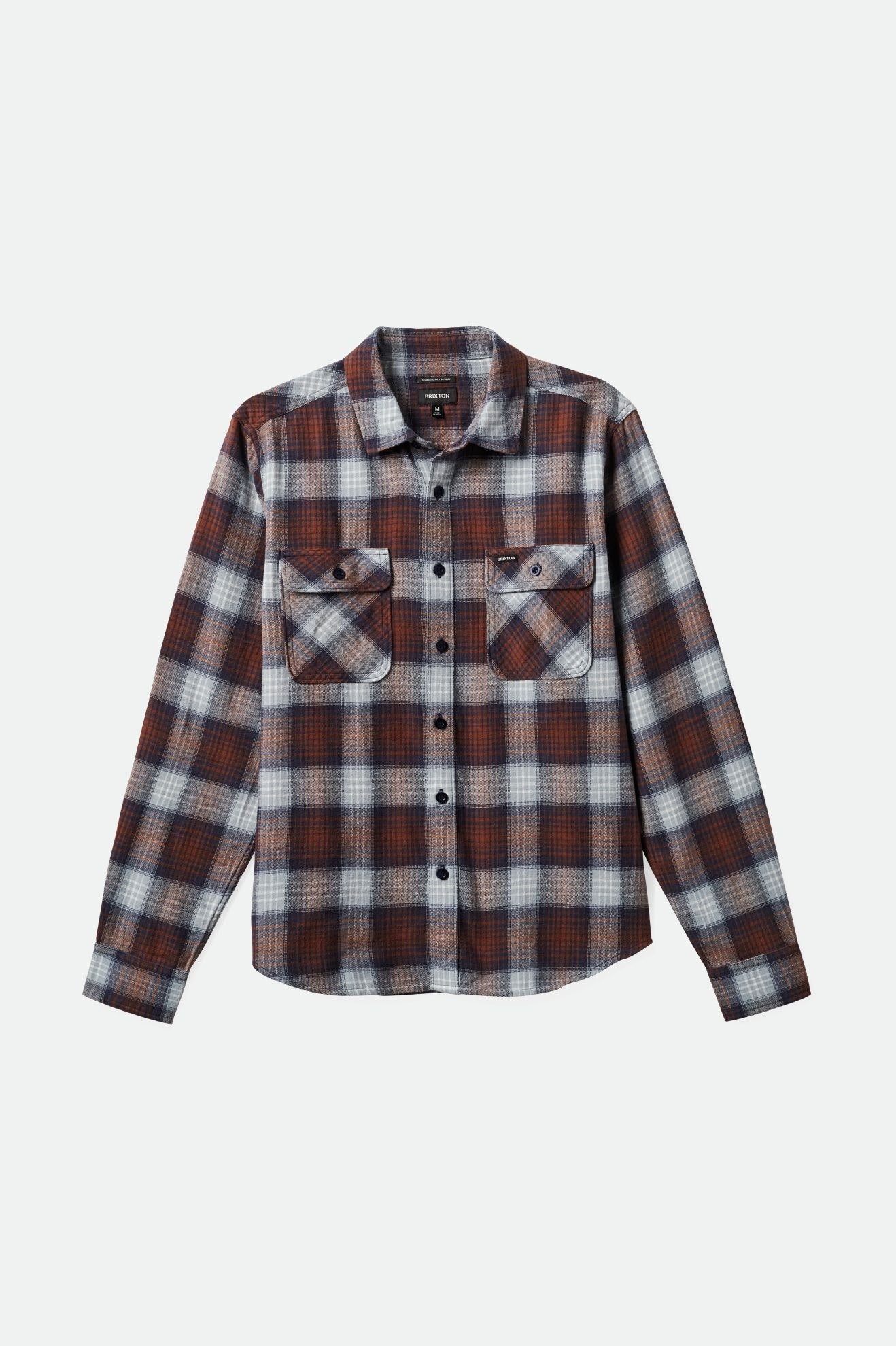 SALE NO RETURNS - BRIXTON BOWERY LIGHTWEIGHT ULTRA SOFT FLANNEL - NAVY/DUSTY BLUE