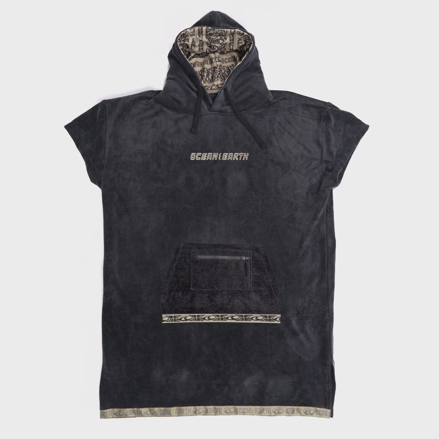 OCEAN & EARTH MENS IGNITE HOODED PONCHO - DULL BLACK