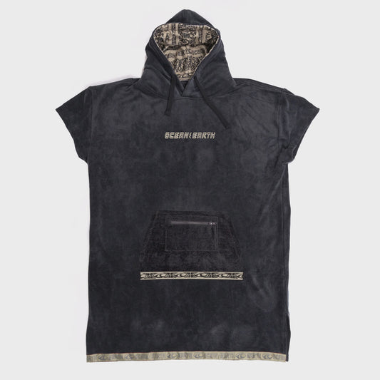 OCEAN & EARTH MENS IGNITE HOODED PONCHO - DULL BLACK
