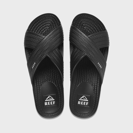 REEF WOMENS WATER X SLIDES - BLACK ON SALE $39.99