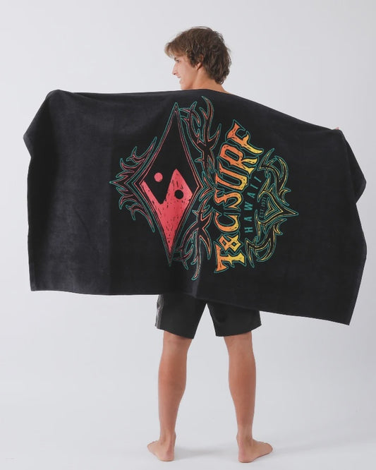 T&C DIAMOND PRINT BEACH TOWEL - BLACK