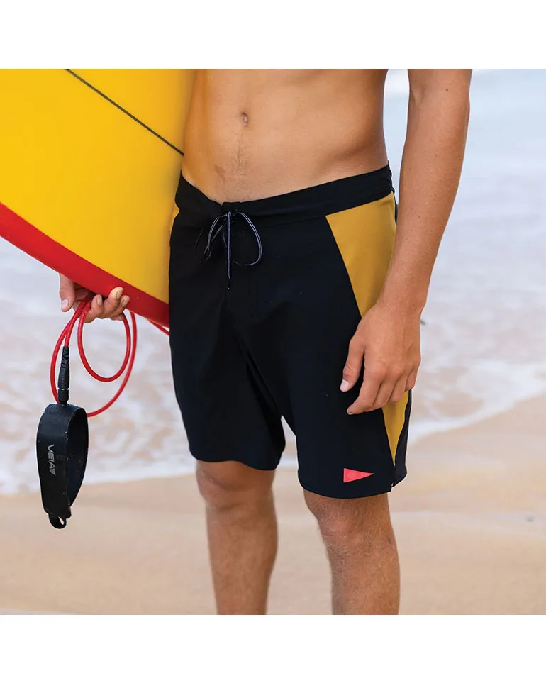 FLORENCE F1 BURGEE BOARDSHORT - BLACK/MUSTARD