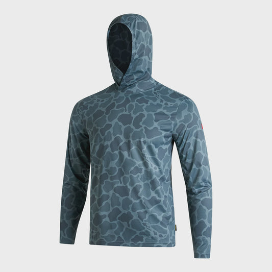 FLORENCE AIRTEX LONG SLEEVE HOODED SHIRT - HEATHER MARITIME CAMO
