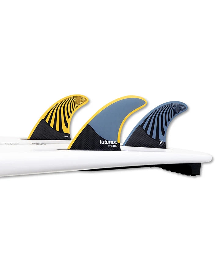 FUTURES PYZEL LARGE THRUSTER FINS - BLUE/YELLOW