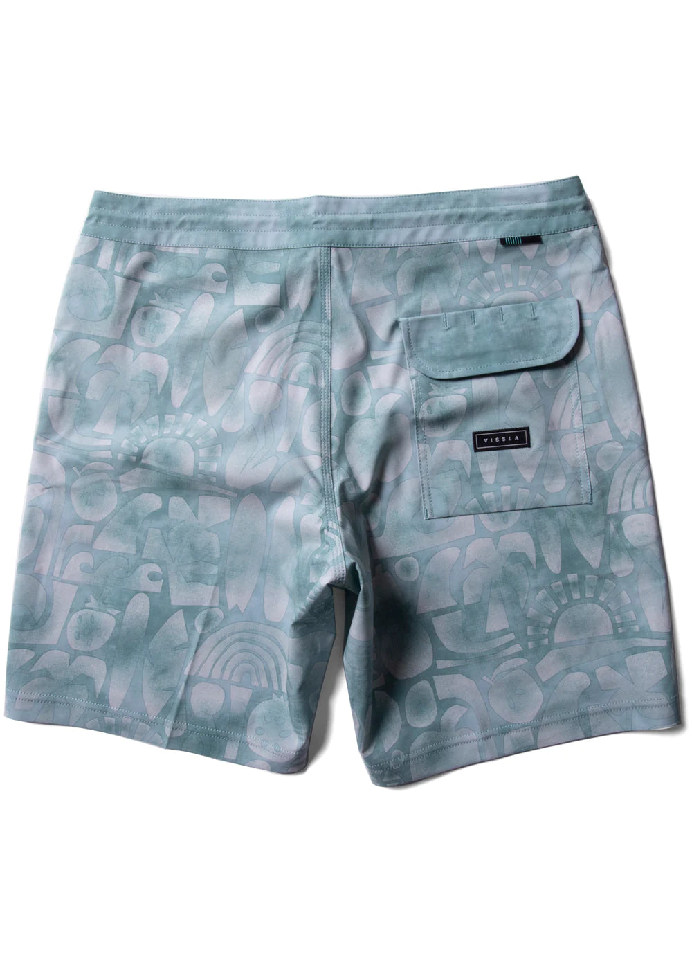 VISSLA ECOLOGY CENTRE GLYPHS 18.5" BOARDSHORTS - SMOKEY JADE - CLEARANCE