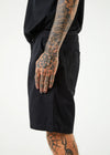 AFENDS NINETY TWOS RECYCLED FIXED WAIST SHORTS - BLACK